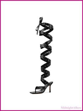 Women's Sexy Thigh High Wrap Heels Gladiator Lace-Up Studded Stiletto Heel